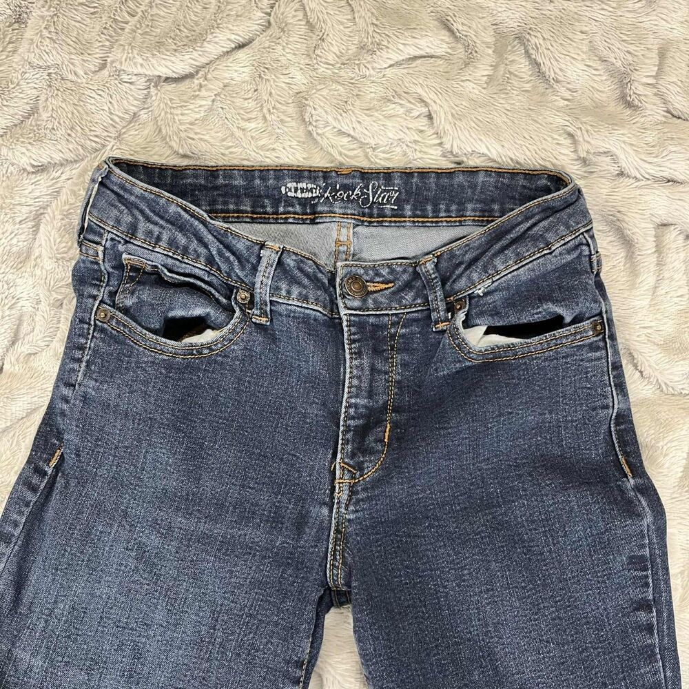 Old Navy Jeans Women’s 8 Bootcut Rockstar Blue Denim Stretch Mid Rise Date Night - Picture 3 of 9